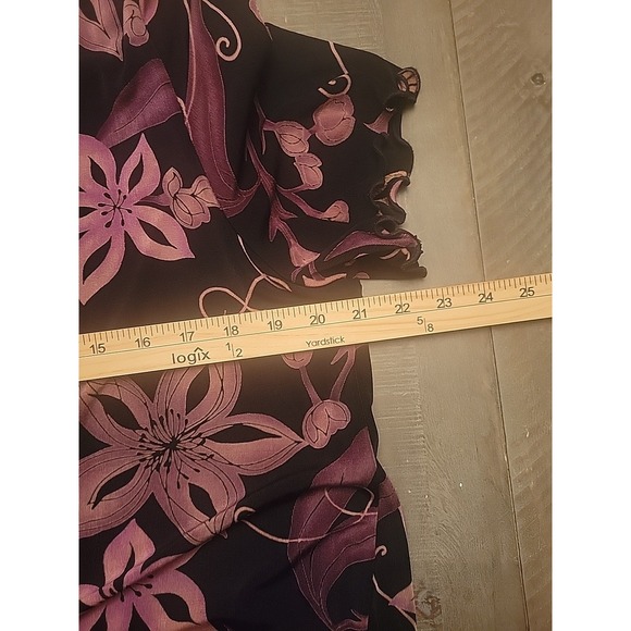 R&M Richards Women's Lavender & Black Floral Print Wrap Dress Sz 18 - Picture 4 of 6